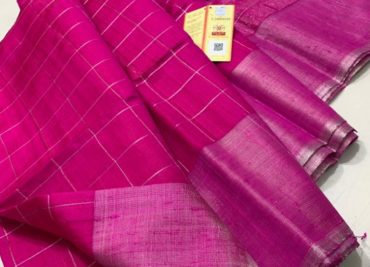 Raw silk both side temple border with blouse (2)