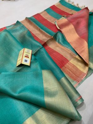 Tussar tissue silk saree with blouse (12)