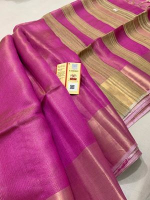Tussar tissue silk saree with blouse (4)