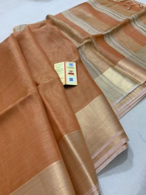 Tussar tissue silk saree with blouse (8)