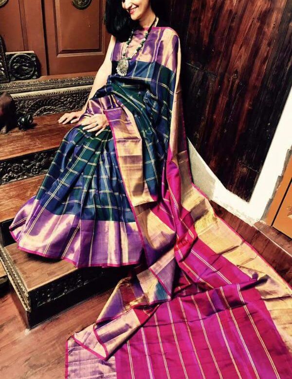 Uppada pattu balu checks sarees with blouse (1)