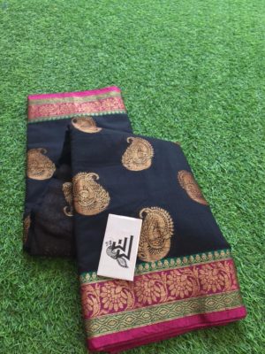 Banarasi silk cotton sarees with allover buties (1)