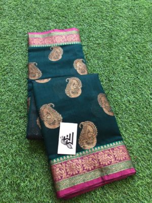 Banarasi silk cotton sarees with allover buties (11)