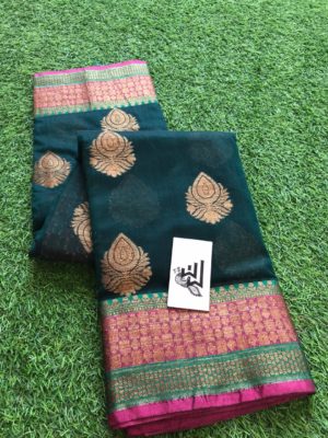 Banarasi silk cotton sarees with allover buties (12)