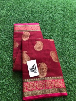 Banarasi silk cotton sarees with allover buties (5)