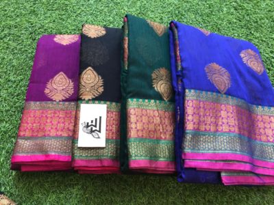 Banarasi silk cotton sarees with allover buties (6)