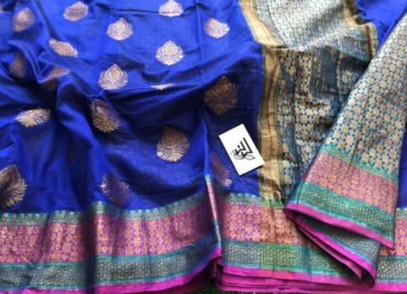Banarasi silk cotton sarees with allover buties (8)