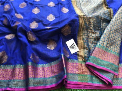 Banarasi silk cotton sarees with allover buties (8)