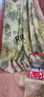 Beautiful silk linen printed saree with blouse (2)