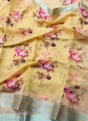 Buy organza digital print sarees with blouse (2)