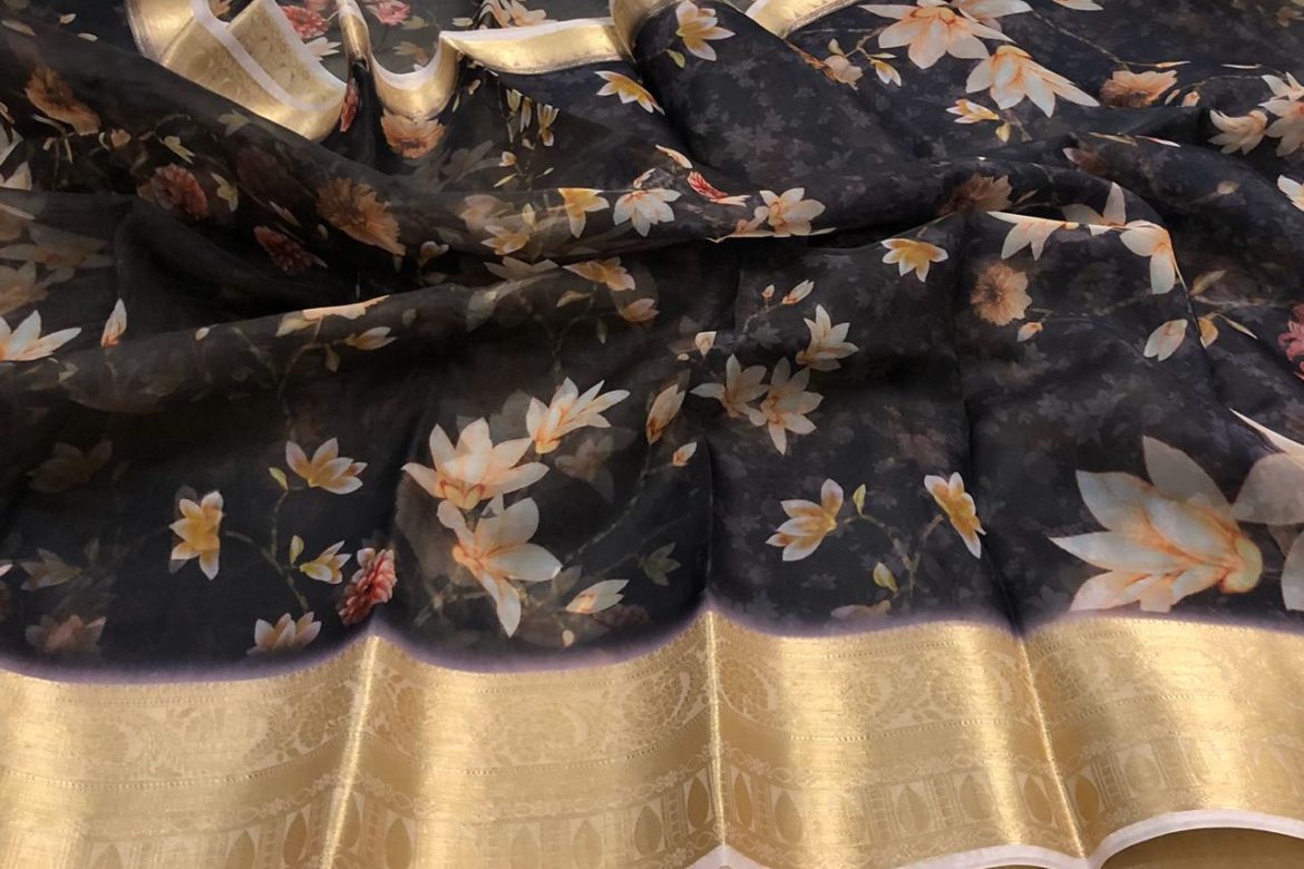 Buy organza digital print sarees with blouse (9)