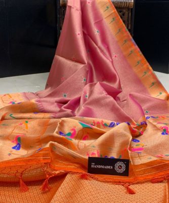Jute khadi silk sarees with blouse (5)