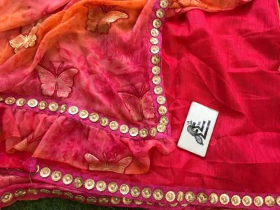 Printed chiffon sarees with border printed ruffles (2)