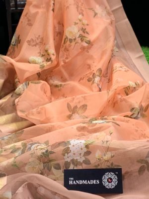 Printed organza sarees with contrast blouse (4)
