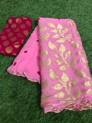 Puire georgette brocade weaving sarees (3)