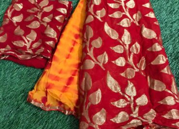 Puire georgette brocade weaving sarees (5)