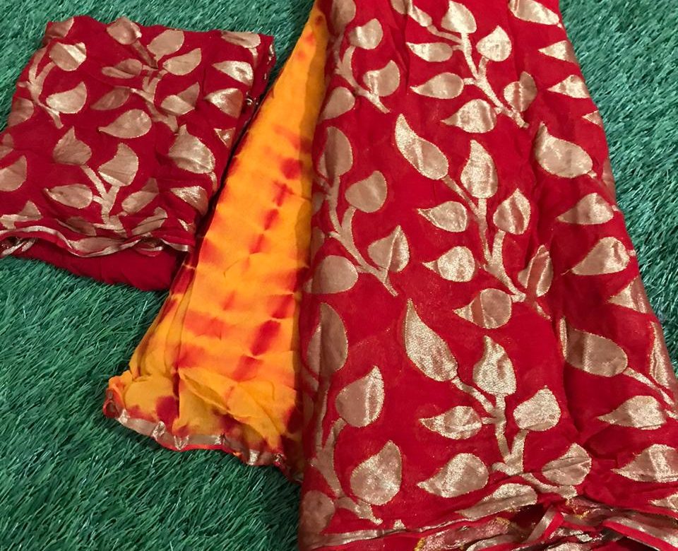 Puire georgette brocade weaving sarees (5)