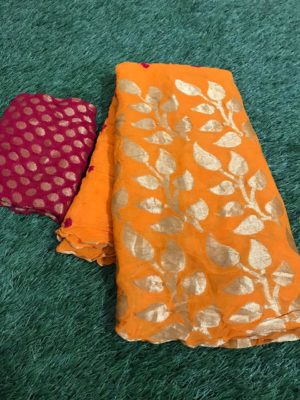 Puire georgette brocade weaving sarees (6)