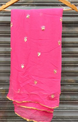 Pure chiffon work saree with blouse (11)