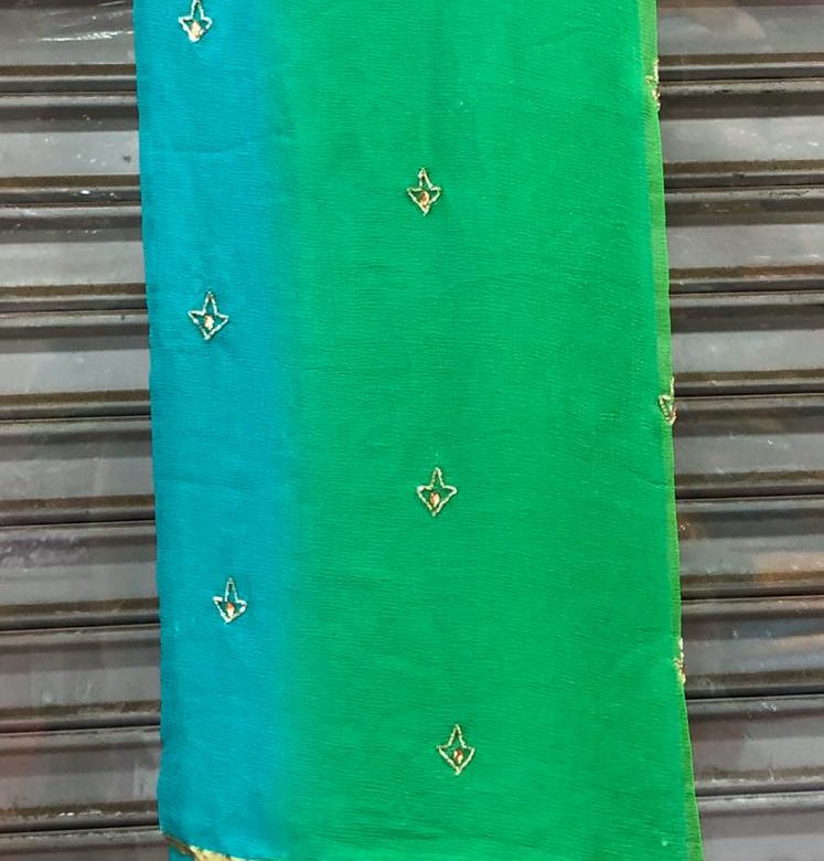 Pure chiffon work saree with blouse (2)
