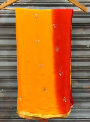 Pure chiffon work saree with blouse (5)