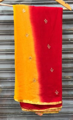 Pure chiffon work saree with blouse (7)