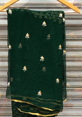 Pure chiffon work saree with blouse (9)