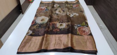 Pure floral printed organza sarees with zari border (10)