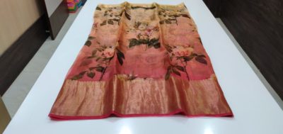 Pure floral printed organza sarees with zari border (14)