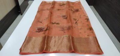 Pure floral printed organza sarees with zari border (16)