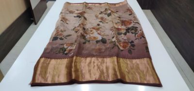 Pure floral printed organza sarees with zari border (17)