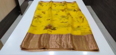 Pure floral printed organza sarees with zari border (19)