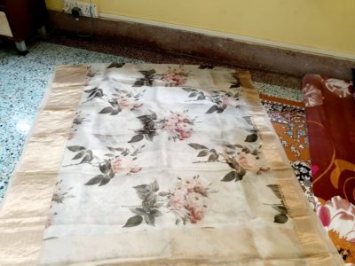 Pure floral printed organza sarees with zari border (6)