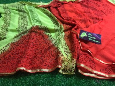 Pure georgette handblock printed sarees (4)