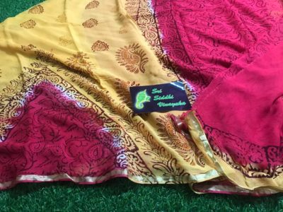 Pure georgette handblock printed sarees (6)