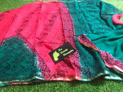 Pure georgette handblock printed sarees (7)
