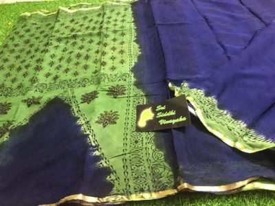 Pure georgette handblock printed sarees (8)