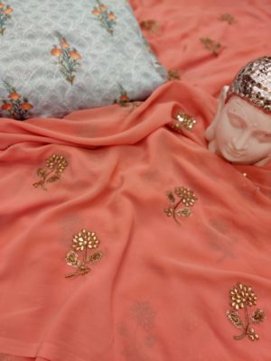 Pure georgette sarees with awsome blouse (1)