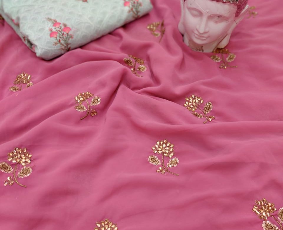 Pure georgette sarees with awsome blouse (6)