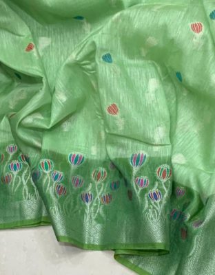 Pure jute linen sarees with blouse (1)