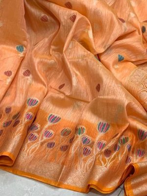 Pure jute linen sarees with blouse (12)