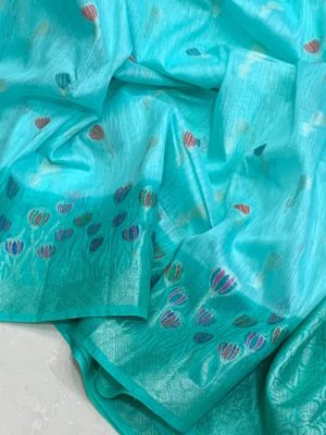 Pure jute linen sarees with blouse (7)