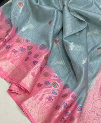 Pure jute linen sarees with blouse (8)
