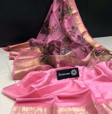 Pure kora by kora printed sarees with blouse (16)