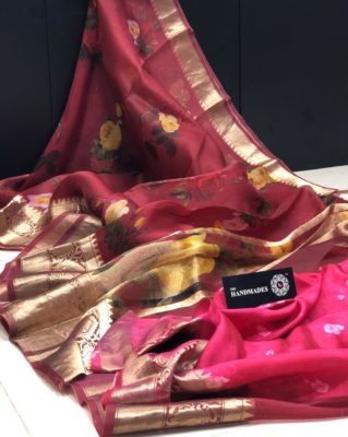 Pure kora by kora printed sarees with blouse (5)