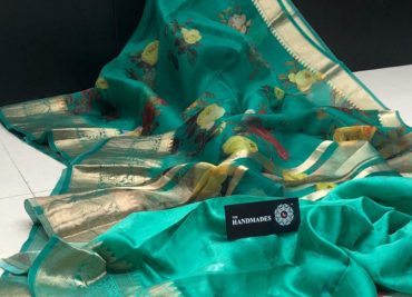 Pure kora by kora printed sarees with blouse (6)