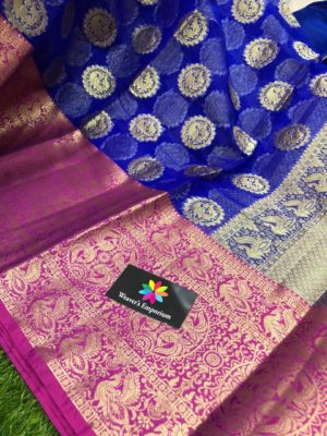 Pure kora organza sarees with kanchi border with blouse (11)