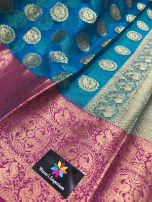 Pure kora organza sarees with kanchi border with blouse (6)