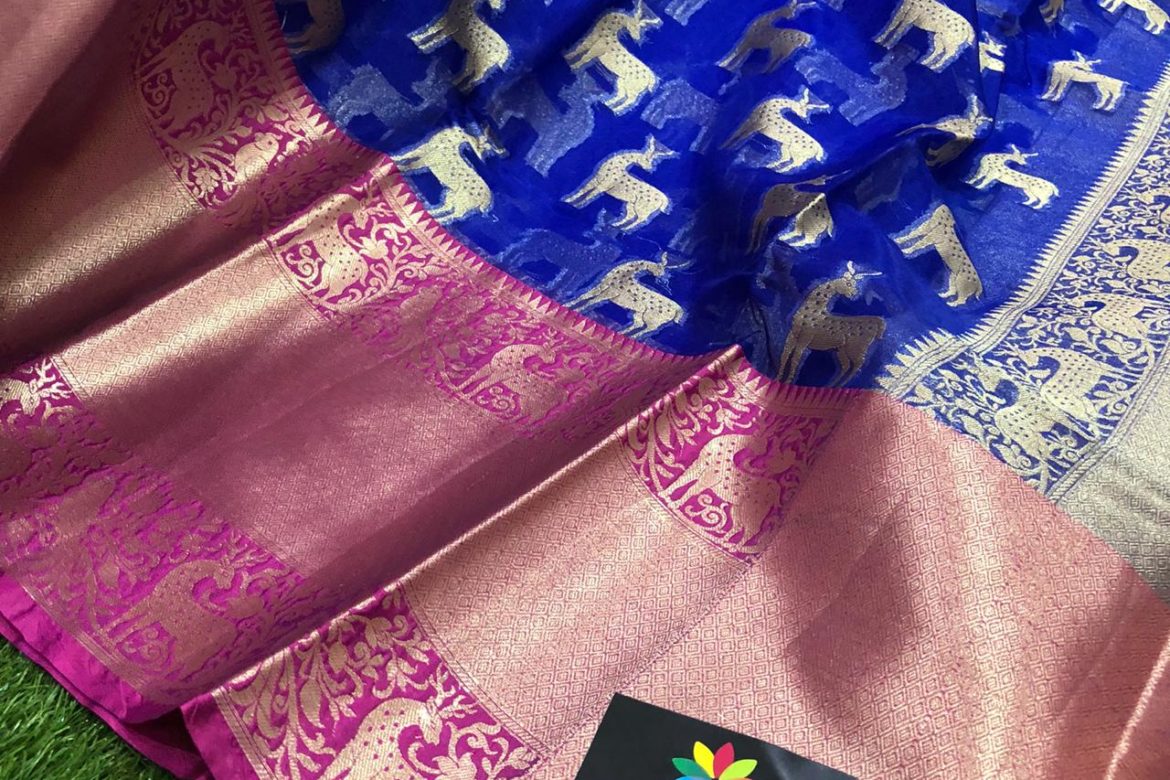Pure kora organza sarees with kanchi border with blouse (7)