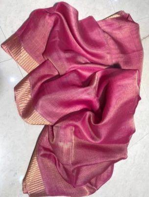Pure linen tissue sarees with border (4)